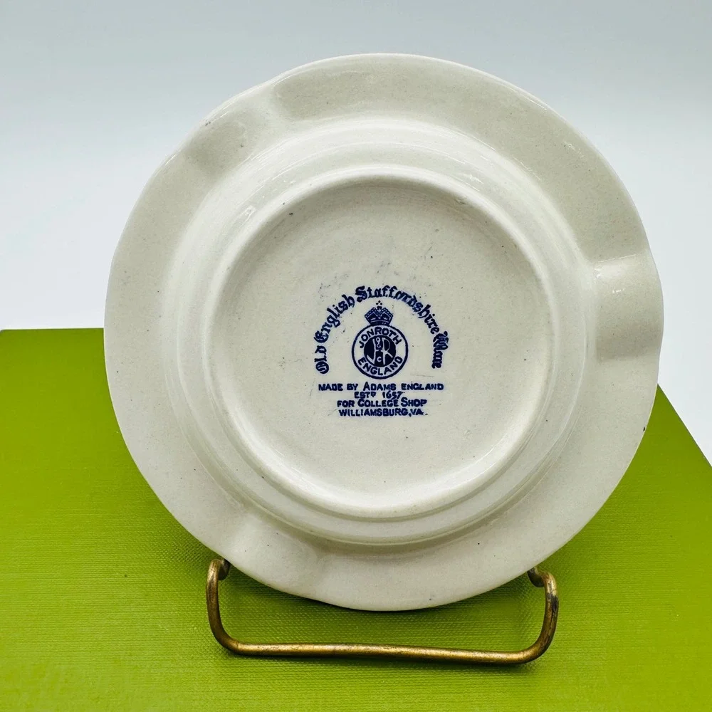 Jonroth England Governor's Palace Williamsburg Blue White Transferware Ashtray